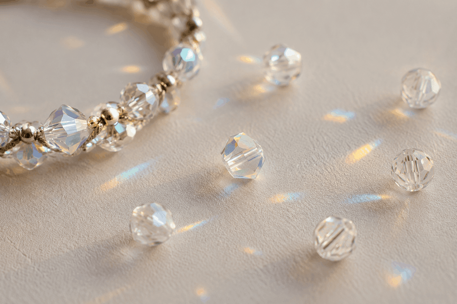 Handwoven faceted crystals on a neutral surface — BBLux atelier